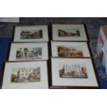 Six framed and mounted coaching Prints to include 'The Hanbury Arms, Caerleon, Monmouthshire',