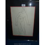 A numbered Lithograph of standing nude, artist Maillol.