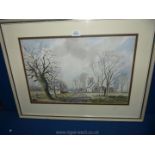 A framed and mounted John Mellor Watercolour of the Church of St Michael at Ormesby.