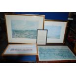 Five framed prints to include limited edition hunting Print by John King,