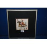 A framed Watercolour entitled 'Jester' on horseback, signed R.A.