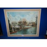 A framed oil on board depicting Flatford Mill, unsigned.