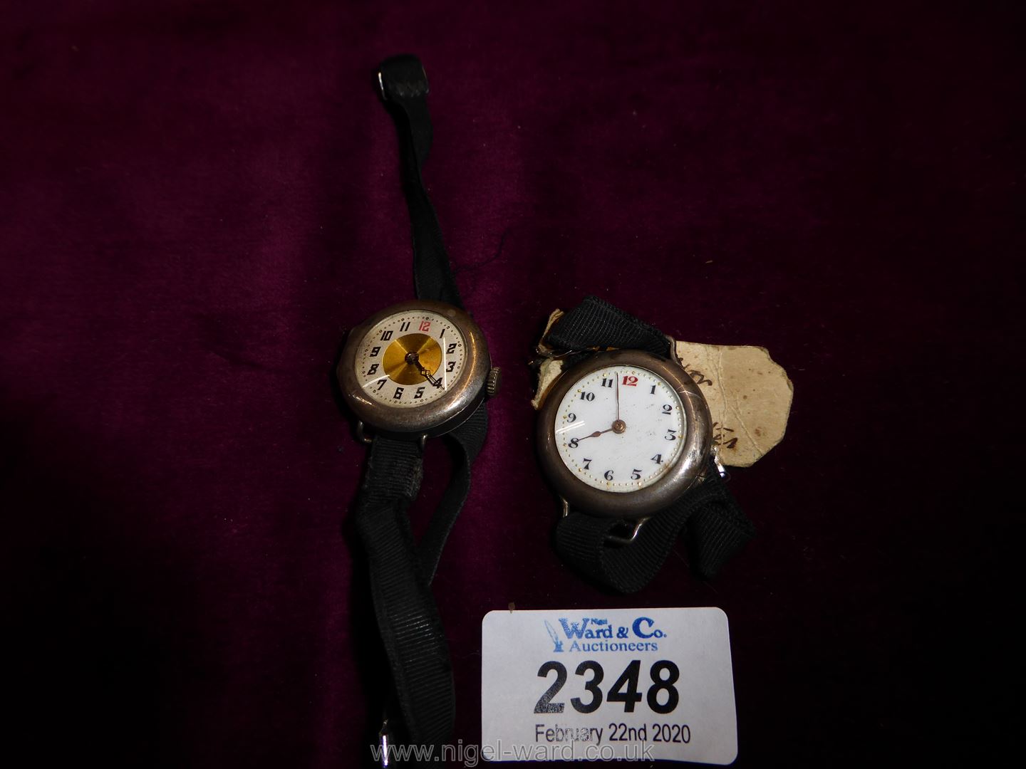 Two vintage silver ladies wristwatches, one as found.