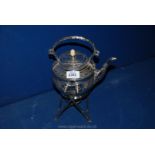 An Epns spirit kettle on stand (lacking burner)