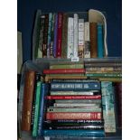 Two tubs of books to include History's Great Untold Stories, The House on the Hill,