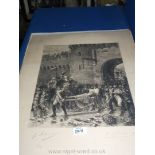 A 19th c. Engraving; The Death of the Marquis of Bonchamps in the French Revolution.