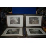 Four Prints of castles including Greystoke, Allington, Rothesay, etc.