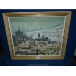 An impressionist oil on canvas of a town in France.