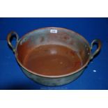 A large Copper jam Pan. 14" diameter.