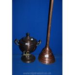 A Copper tea Urn and a Copper washing dolly