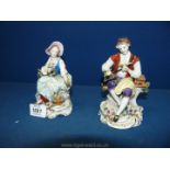 A good pair of Capo-di-monte figures of lady and gentleman in 18th c.