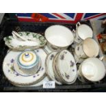 A quantity of china tea set including cake plate, six plates, (one damaged),
