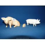 A Beswick Pig 'Ch Wall Ch Boy 53', Bovey pottery pig money box and another.