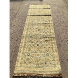 An antique hand-made Mahal Runner, circa 1900. 306cm x 105cm.