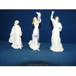Three small Royal Doulton figures 'Thinking for You', 'Au Revoir', 'Christmas Lantern'.