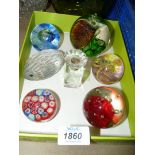 A quantity of Paperweights including Caithness Apple and two others, Royal Welsh crystal hedgehog,
