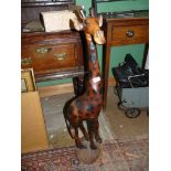 A tall wooden Giraffe. 38 1/2" tall.