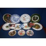 A quantity of display plates including Royal Imperial horse racing scene, Welsh lady,