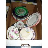 A box of mixed plates, to include Wedgwood Windsor Christmas large and small,