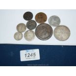 Miscellaneous pre-victory Coins including cartwheel penny.