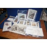 A quantity of Rackham prints, first day covers and a map of Stonehenge.