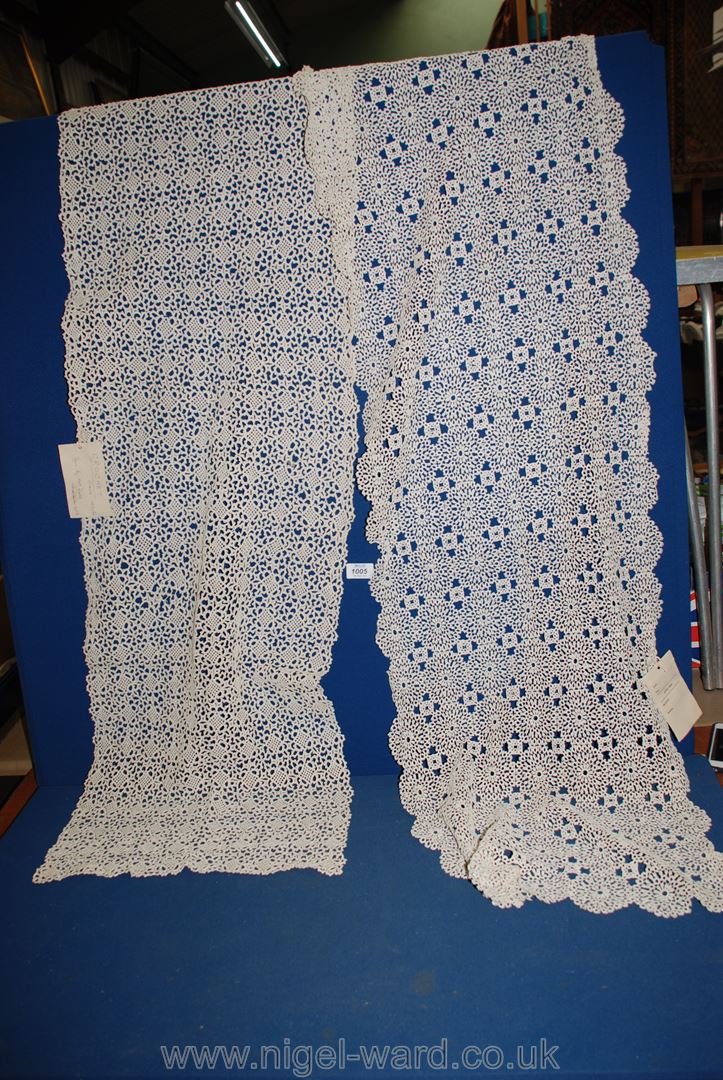 A crochet Runner together with a piece of Tatting Runner, both circa 1850/60.