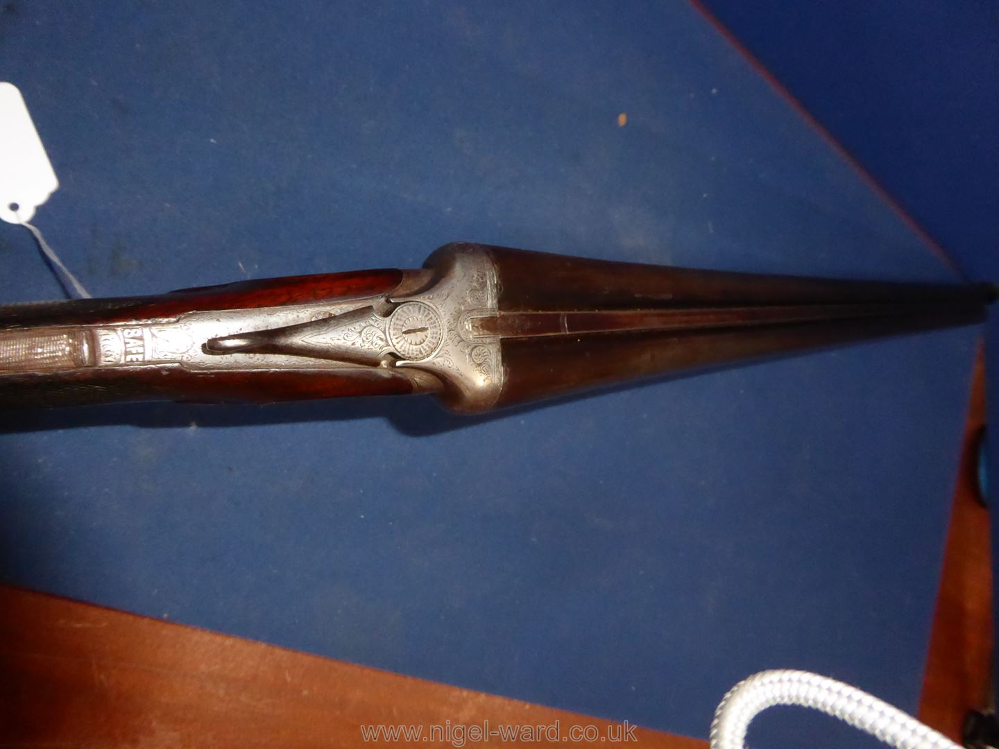 An antique 12 bore side by side double trigger, - Image 6 of 14