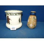 A small Royal Doulton, Walton ware Jardiniere and a Lambeth ware Vase.