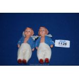 A pair of Tweedle Dee and Tweedle Dum vintage 1930's felt figures.