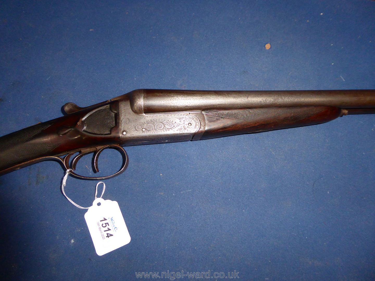 An antique 12 bore side by side double trigger, - Image 4 of 14