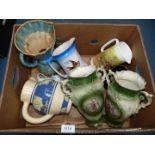 A Beswick jug/vase, a Cotswold Rural Crafts jug decorated with a pheasant, a bird jug (a/f),