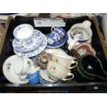 Miscellaneous china including Minton Hardwick trio, two willow pattern coffee cans and saucers,