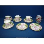 A Grafton part Coffee set comprising four cups and six saucers (one a/f),