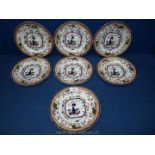 Seven ironstone Plates with Imari style pattern,