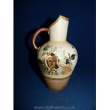 A Robert Hanke porcelain ewer, hand painted with floral decoration, mark 1900-1918, 20 cm tall,