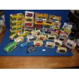 A box of mixed die cast cars, trucks, van guards including Supercar collection, classic cars, Dinky,