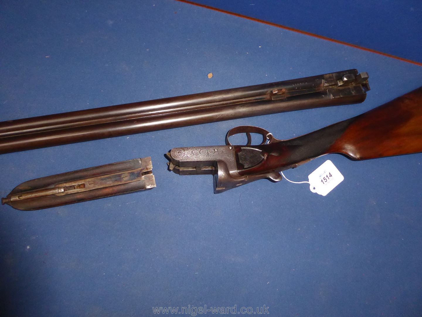 An antique 12 bore side by side double trigger, - Image 11 of 14