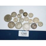 Miscellaneous old Coins dating from 1887 to 1951 including half-crowns, florins,