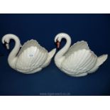 A pair of Dartmouth ceramic large swan shape flower containers each 14" long x 12" tall,