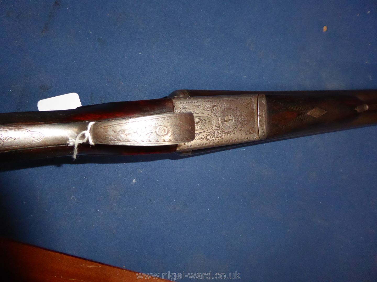 An antique 12 bore side by side double trigger, - Image 7 of 14