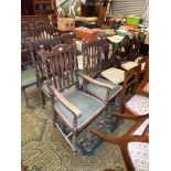 A set of six 1940/50's Oak framed Dining Chair having mirrored twist front legs and backrest