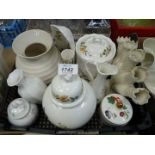 A box of mixed Aynsley, bud vase, jug, ginger jar, lidded pot and small oblong tray,