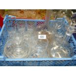 A quantity of glass including two old cut glass Decanters with stoppers, tankard,