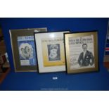 Three old framed Programmes - 'When the Love Bird Leaves the Nest',