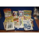 A box of comics including Comet 1952, Schoolgirl Friend, Playhour 1960's etc.