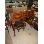 A Georgian mixed woods Lowboy/Side Table having cross-banding to the top,