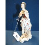A Meissen style figure of a goddess, circa 1900, crossed swords mark to base.