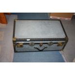 A travel Trunk with brass corners. 30" long and 17" wide (by Overpond).