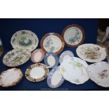 A quantity of display and other plates including Copeland Spode 'Patricia', Mason's 'Watteau',