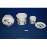 Four pieces of Botanical Garden Portmeirion pattern china to include; a small jardiniere,